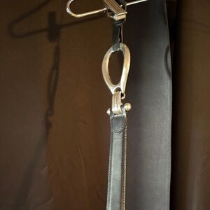 Silver and Black Leather Belt